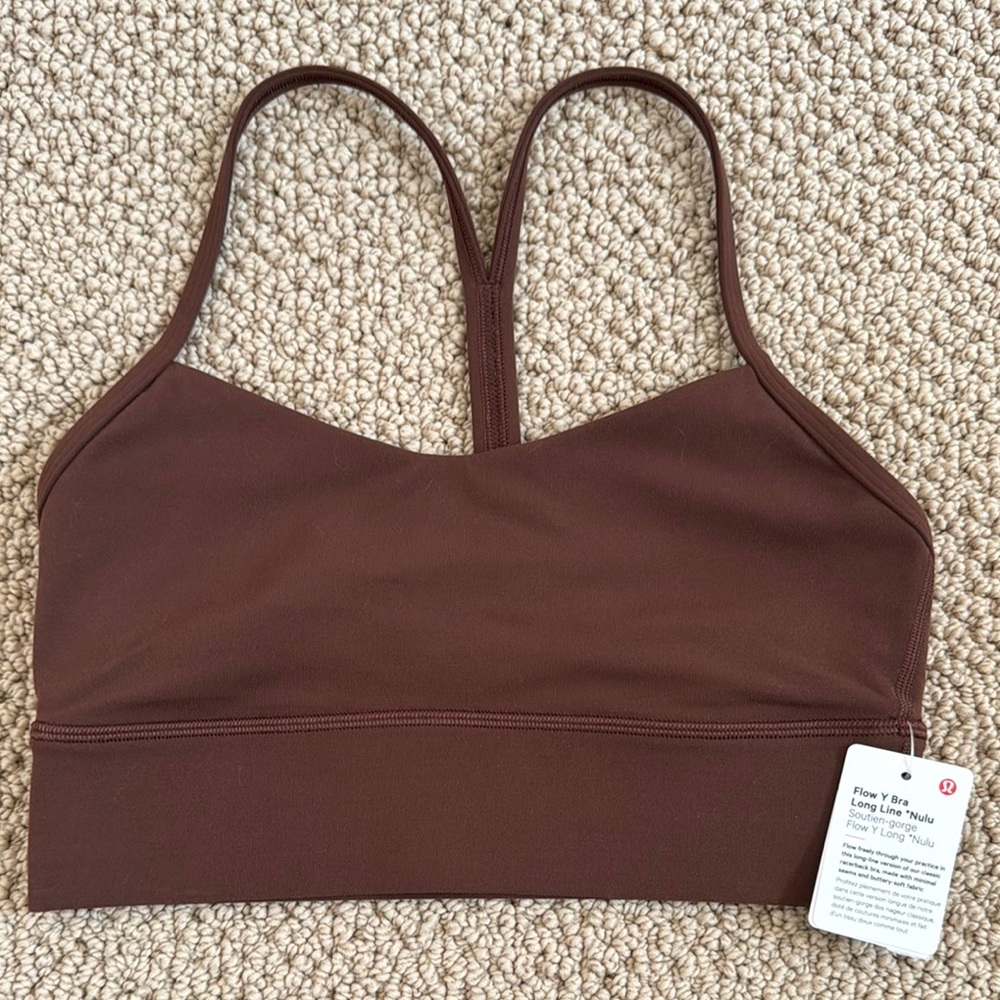 BNWT Lululemon Flow Y Bra Longline  Brown Earth 
size 6
